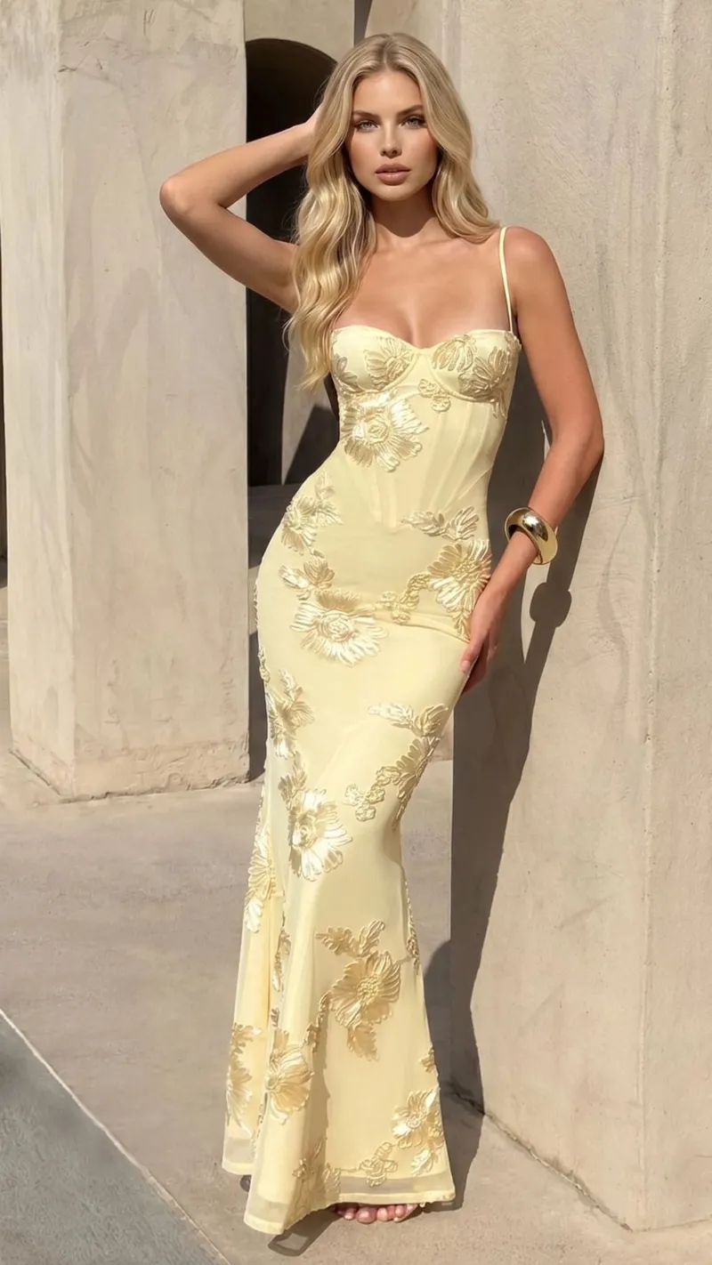 Celestina Floral Maxi Dress - Yellow
