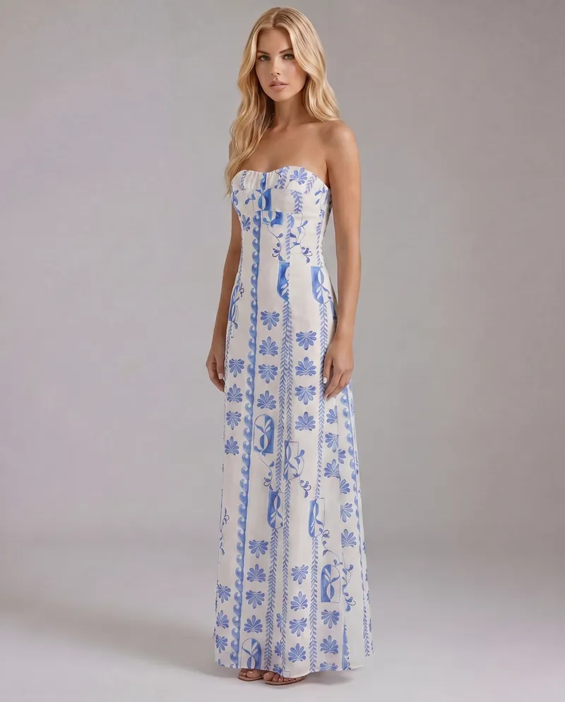 Tayla Floral Maxi Dress - Blue Wave