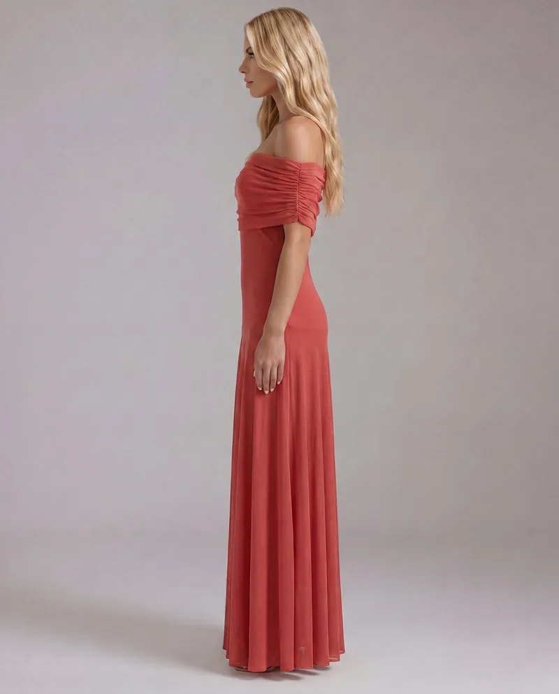 Milena Draped Maxi Dress - Red