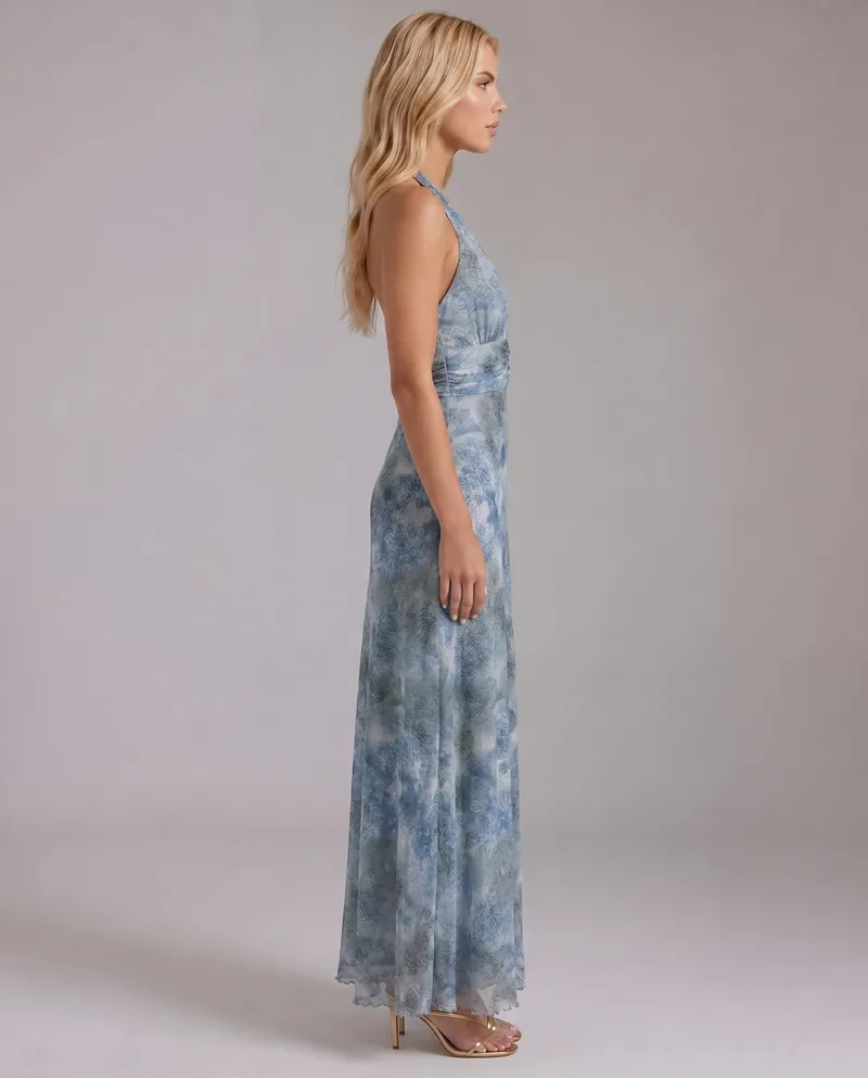 Sarah Plunge Maxi Dress - Blue