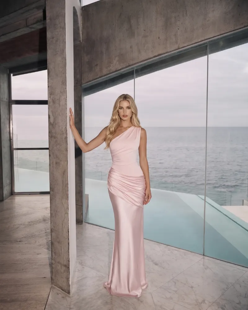 Noelle Draped Maxi Dress - Pink