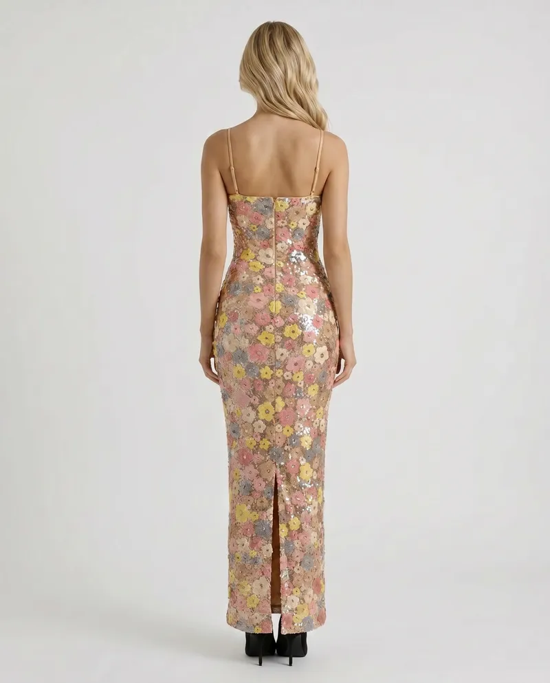 Gwynne Floral Sequin Maxi Dress - Multi
