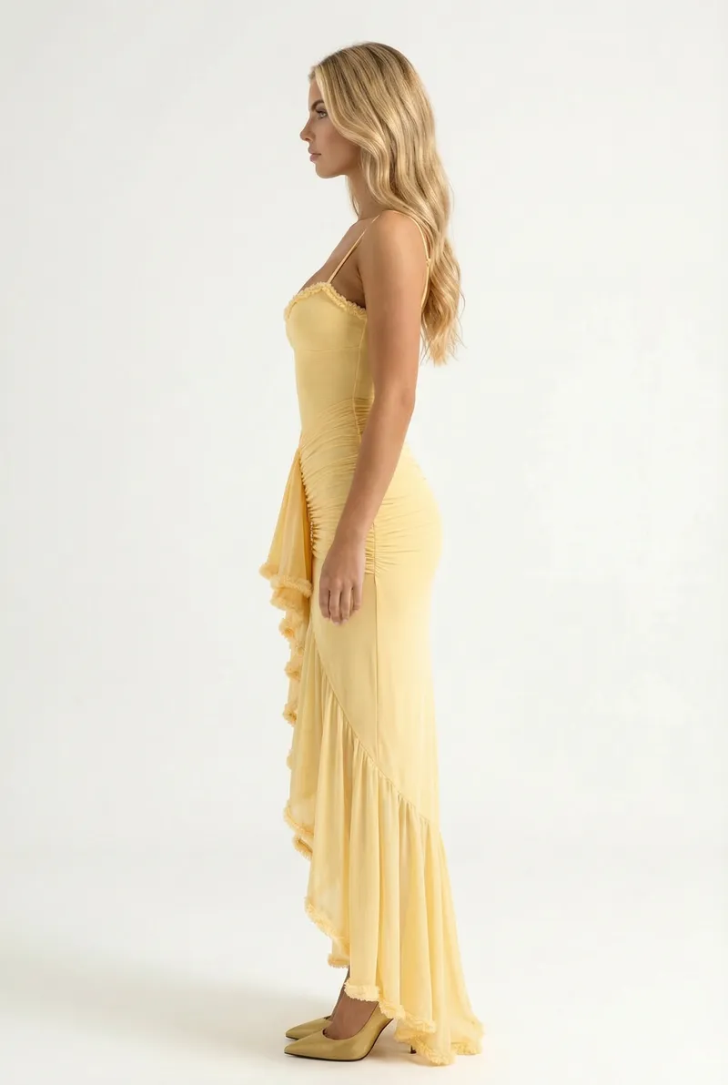 Gabbi Ruffle Maxi Dress - Yellow