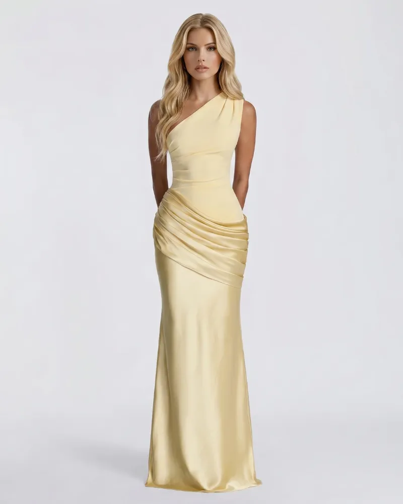 Noelle Draped Maxi Dress - Yellow