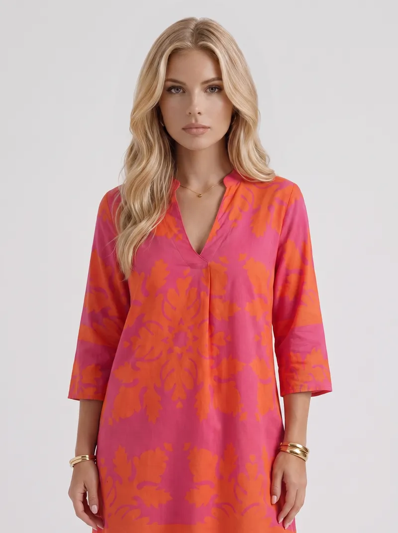 Marije Floral Midi Dress - Orange