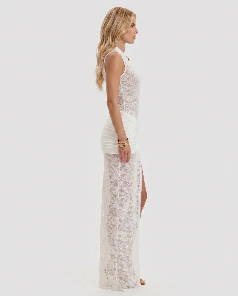 Iris Lace Maxi Dress - White