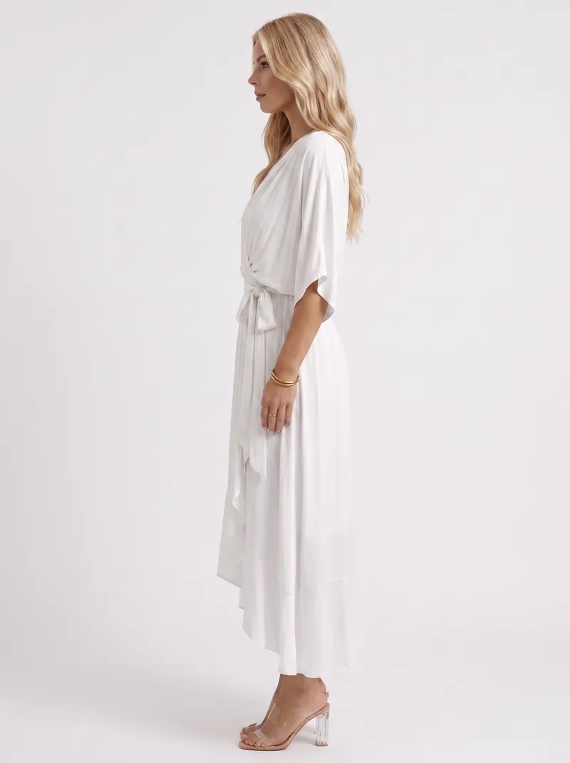 Lucienne Wrap Midi Dress - White