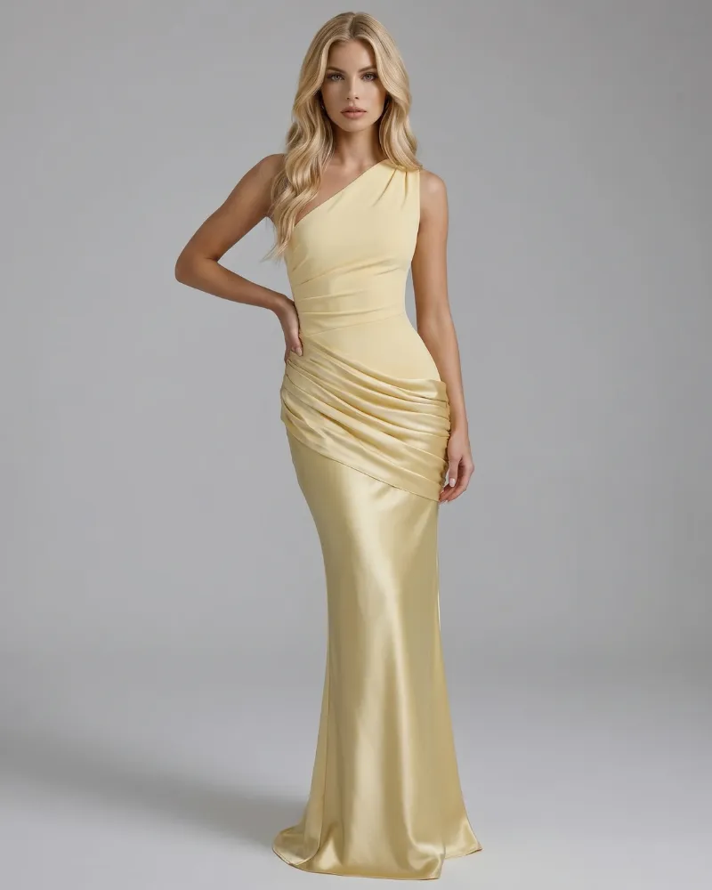 Noelle Draped Maxi Dress - Yellow