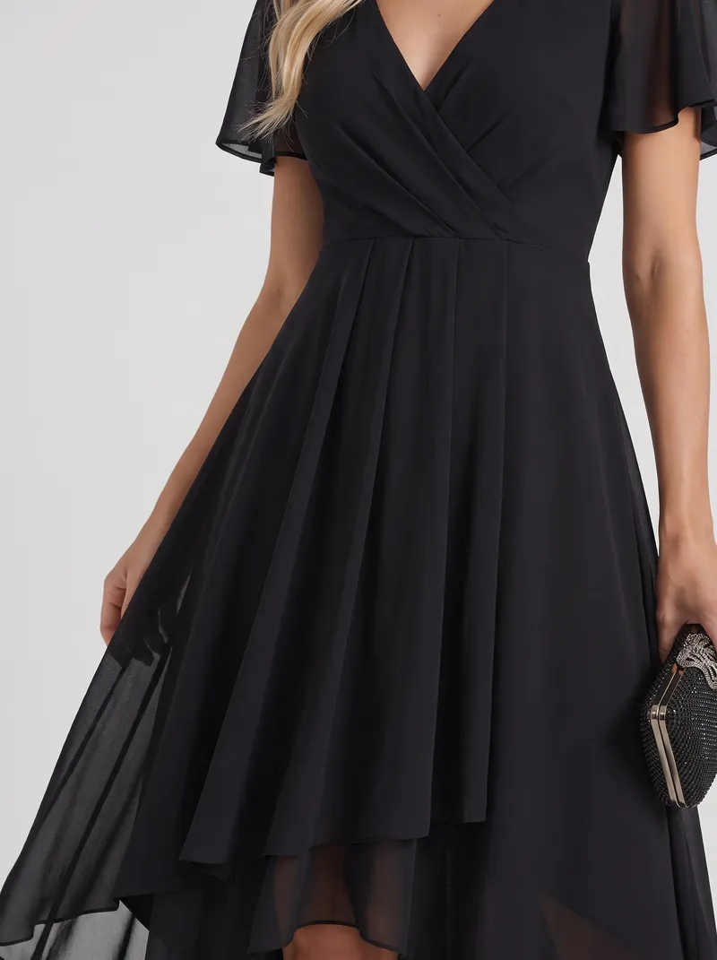 Calliope Ruffle Midi Dress - Black