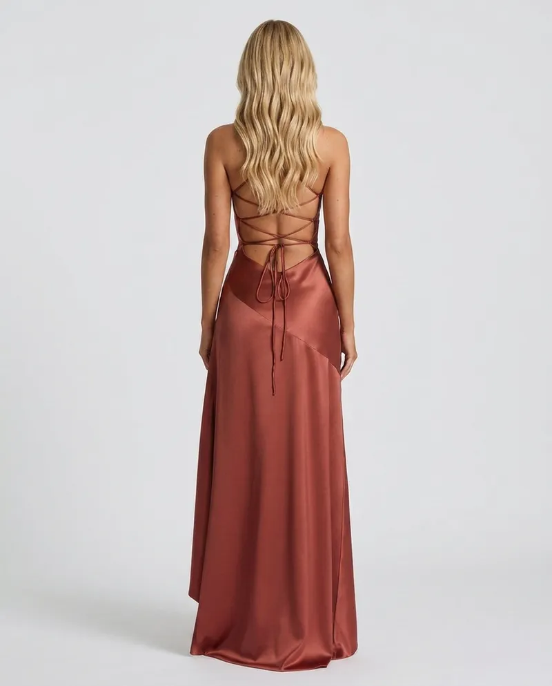 Rosalie Cowl Maxi Dress - Rust