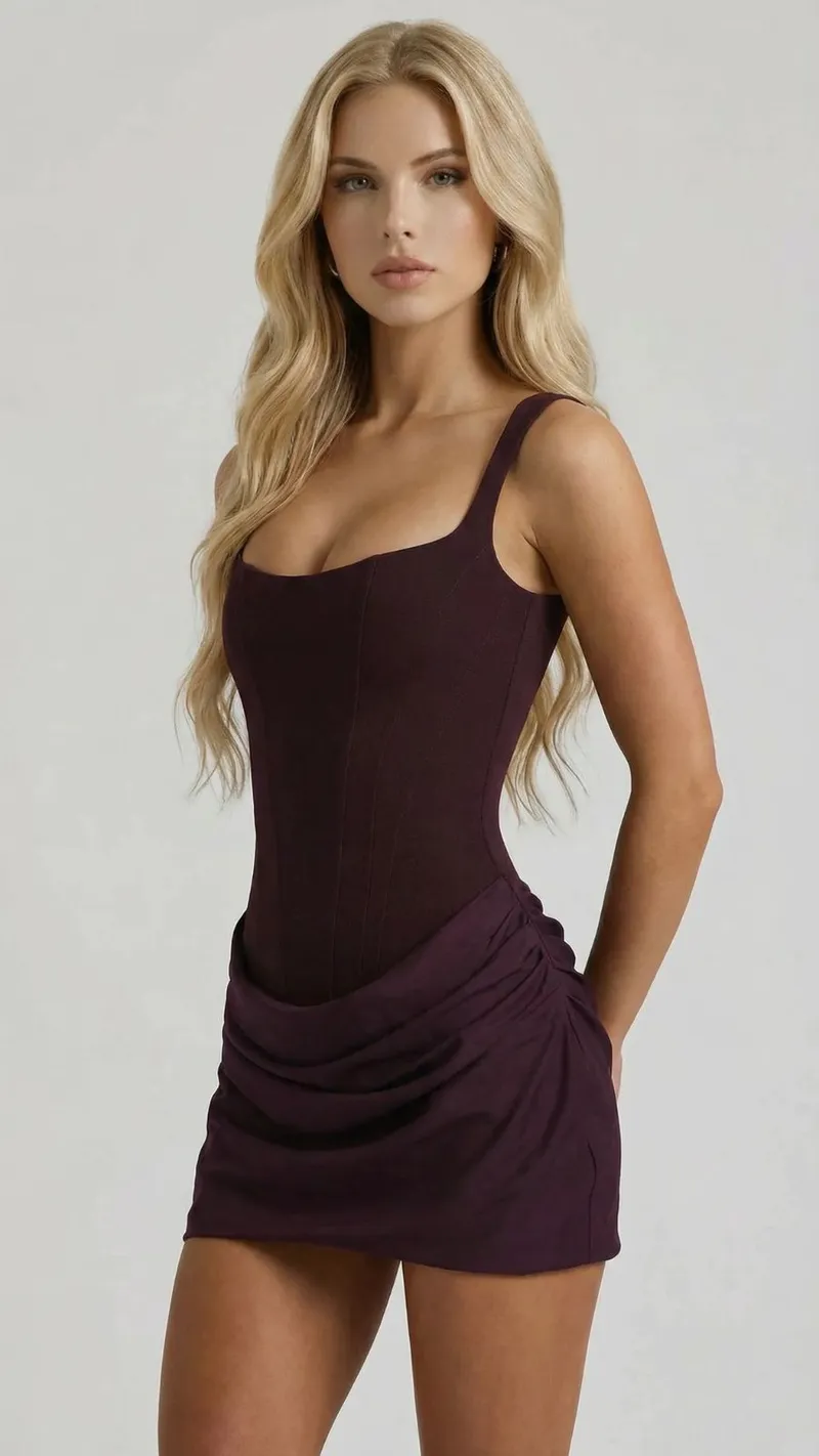 Cerene Corset Mini Dress - Purple
