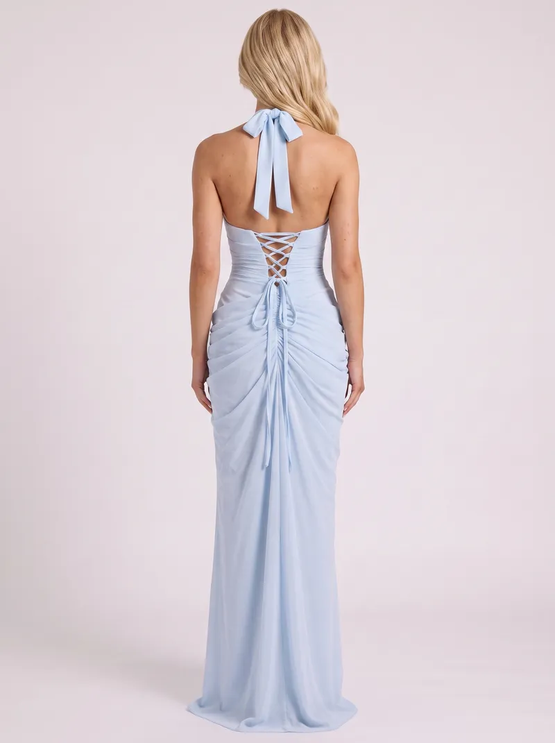 Yvette Wrap Maxi Dress - Light Blue