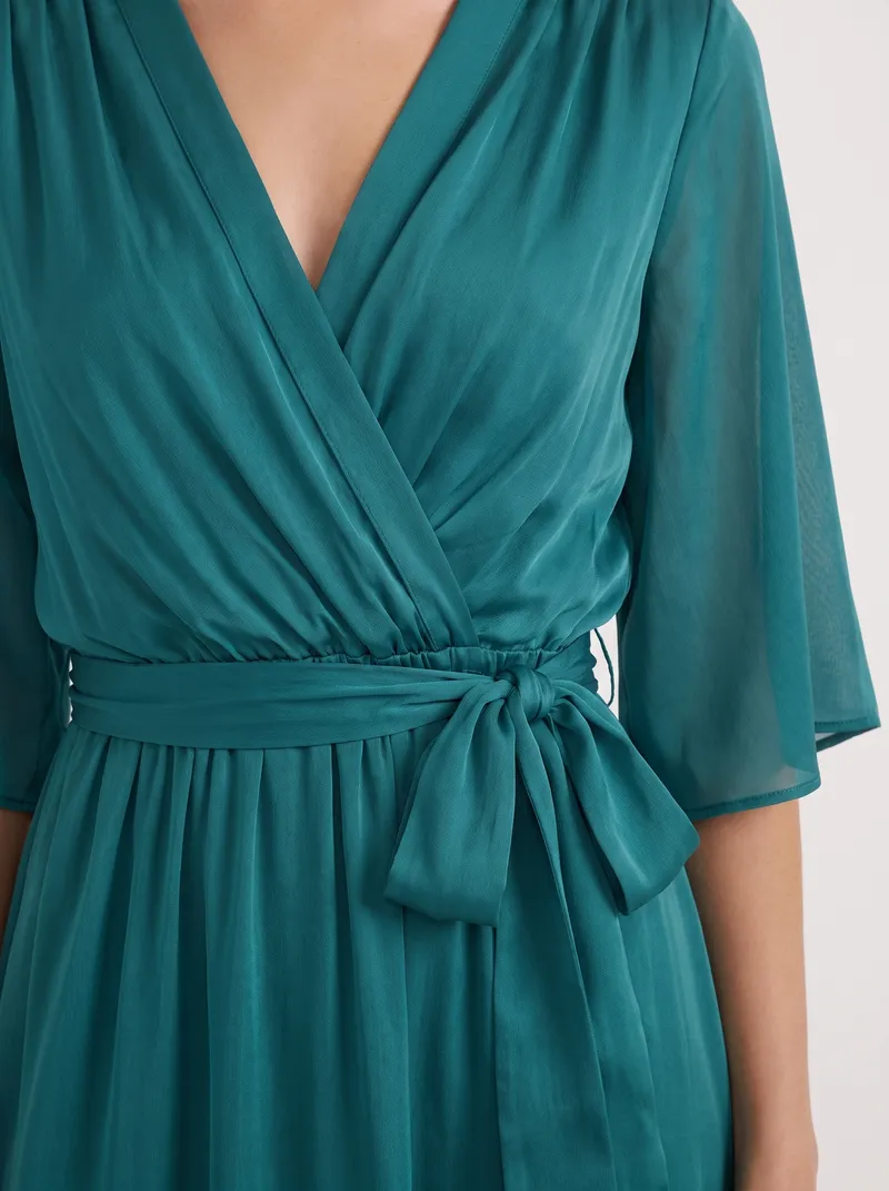 Lucienne Wrap Midi Dress - Teal