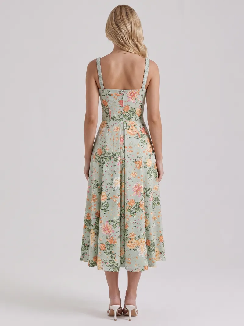 Cosette Floral Midi Dress - Green