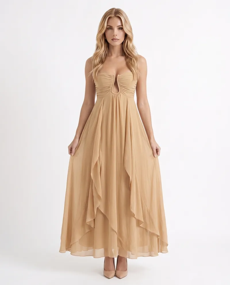 Tatum Keyhole Maxi Dress - Khaki