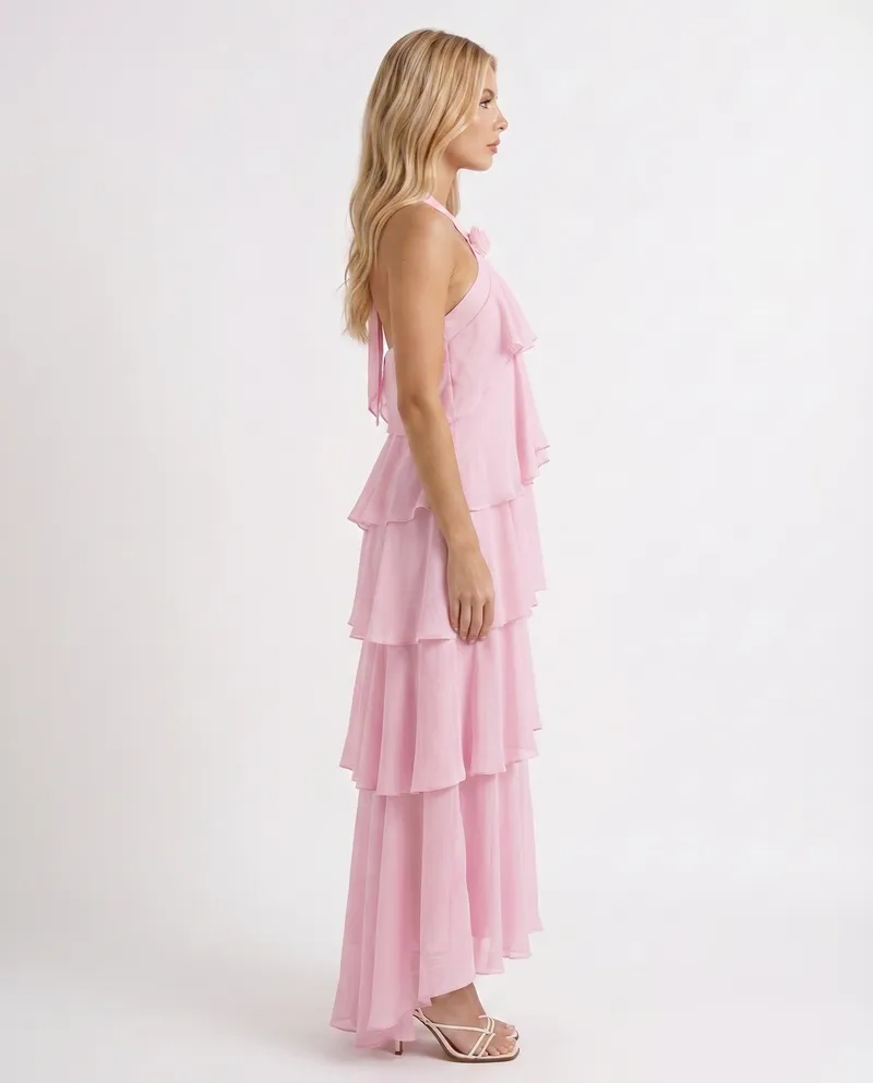 Felicia Tiered Maxi Dress - Pink