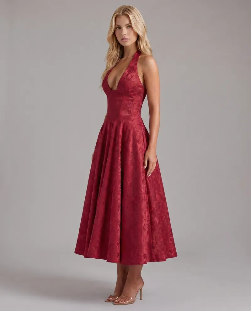 Effie Midi Dress - Red