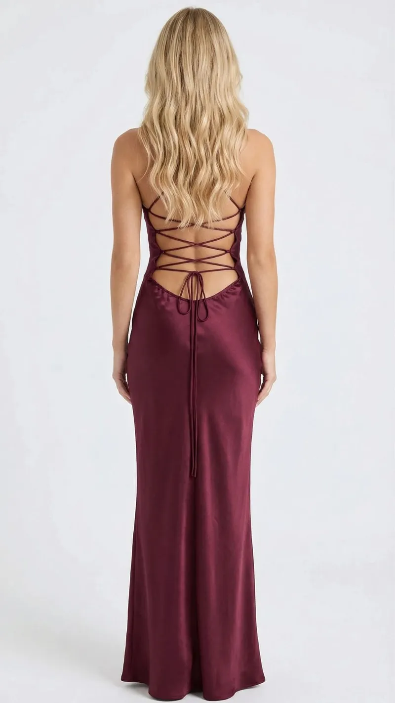 Jade Sequin Maxi Dress - Burgundy
