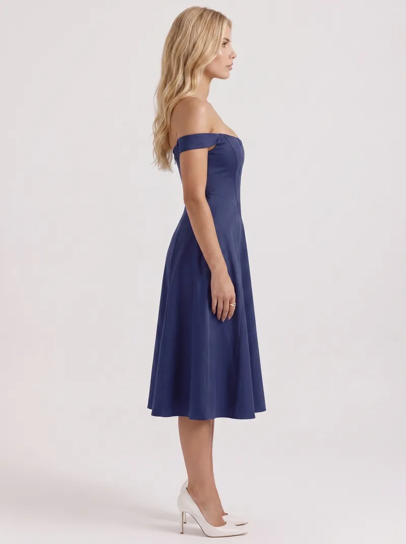 Astra Corset Midi Dress - Blue