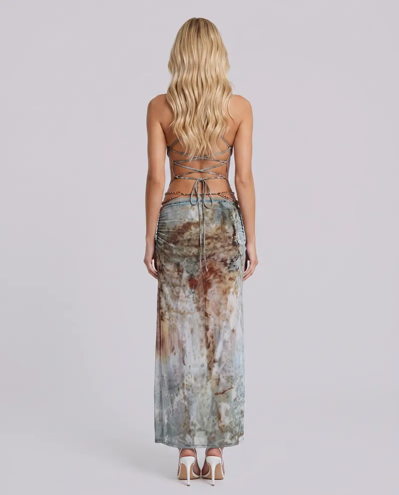 Diva Halter Cutout Maxi Dress - Grey