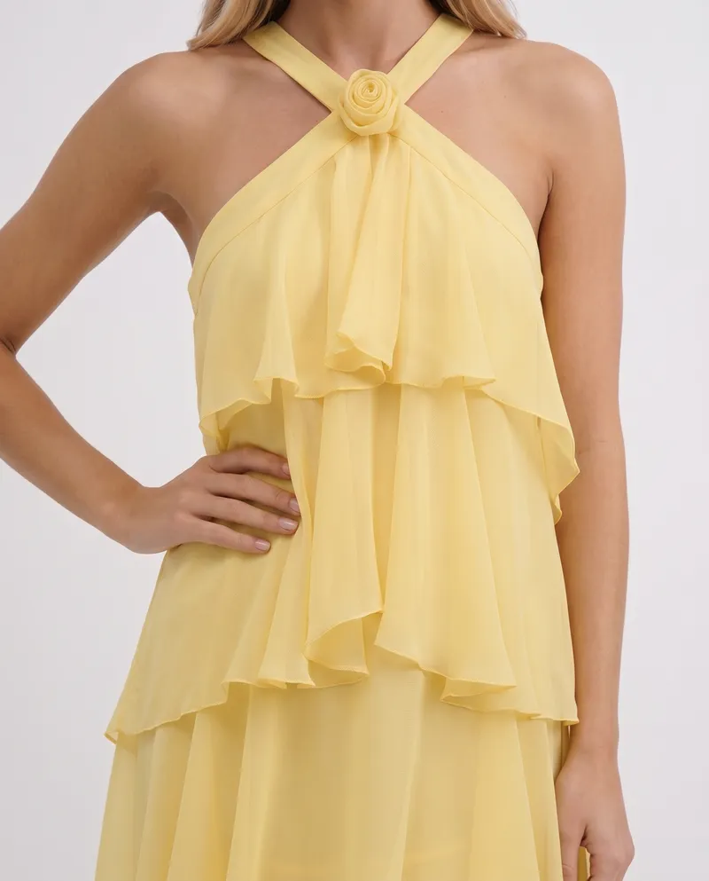 Felicia Tiered Maxi Dress - Yellow