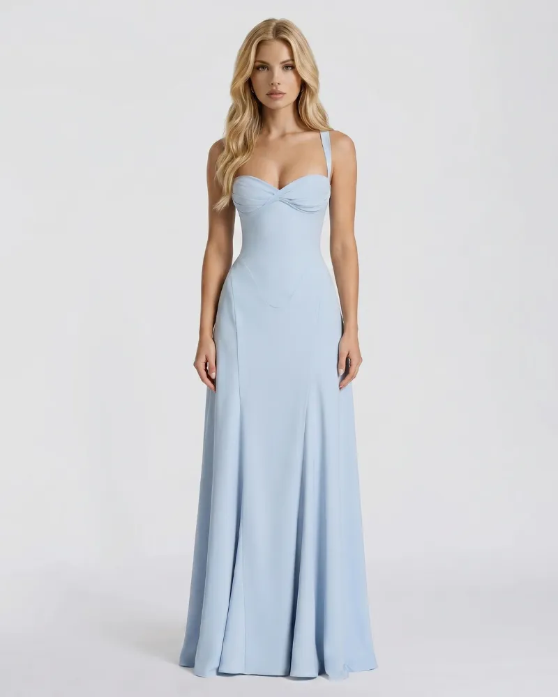 Ava Corset Maxi Dress - Light Blue