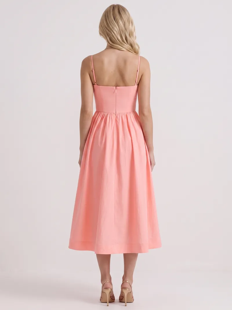 Birdie Flare Midi Dress - Pink