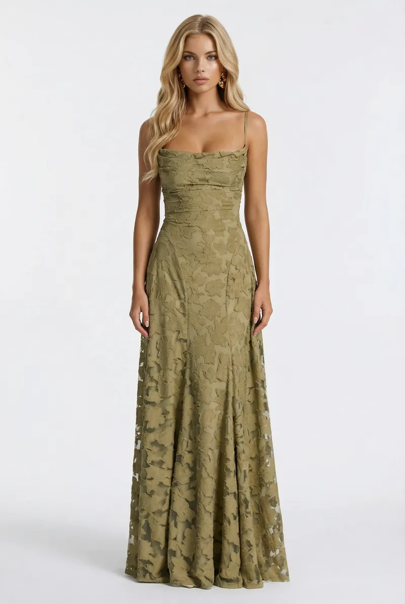 Francis Butterfly Maxi Dress - Green