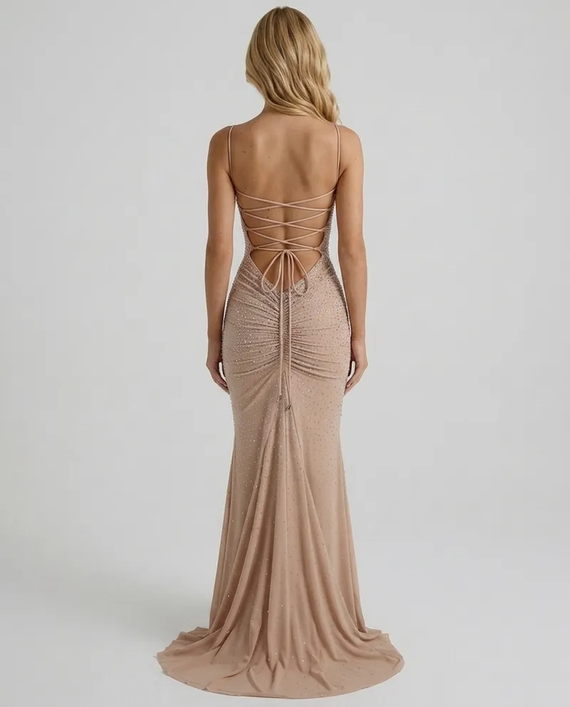 Beatrix Sequin Maxi Dress - Nude