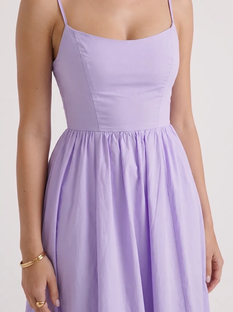 Birdie Flare Midi Dress - Purple