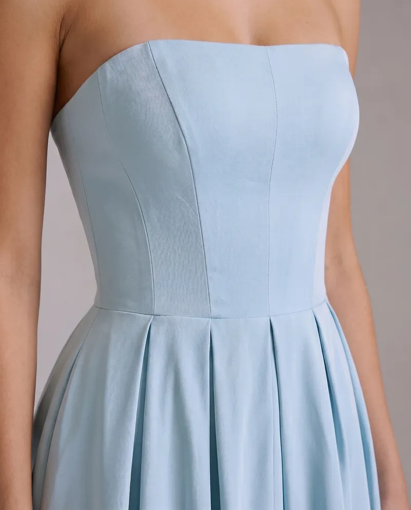 Juliana Strapless Midi Dress - Blue