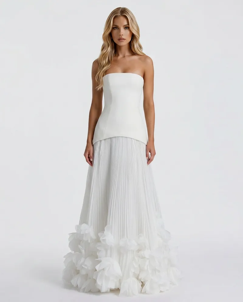 Katy Rosette Maxi Dress - White
