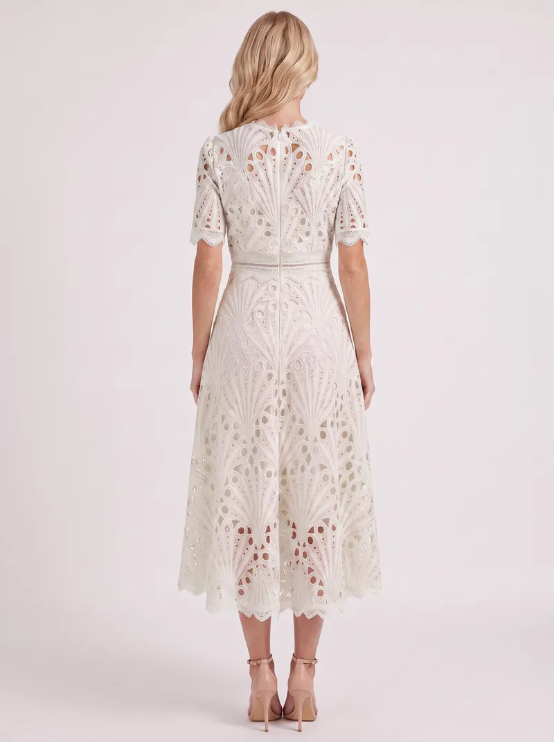 Clarisse Lace Midi Dress - White