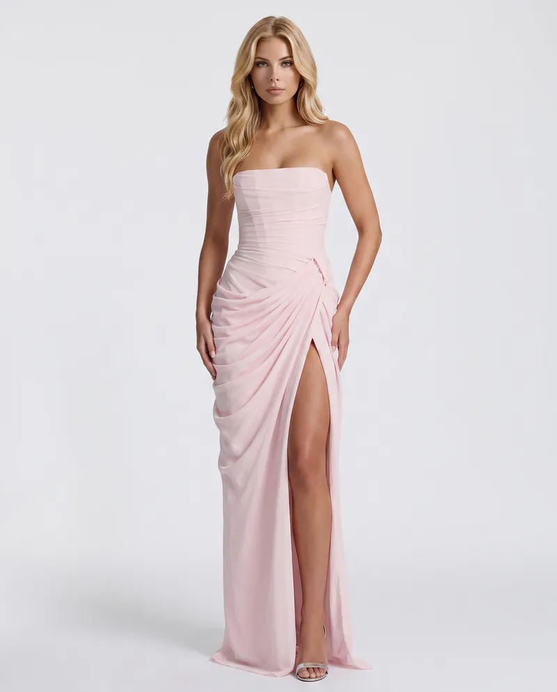 Cyrana Ruched Maxi Dress - Pink