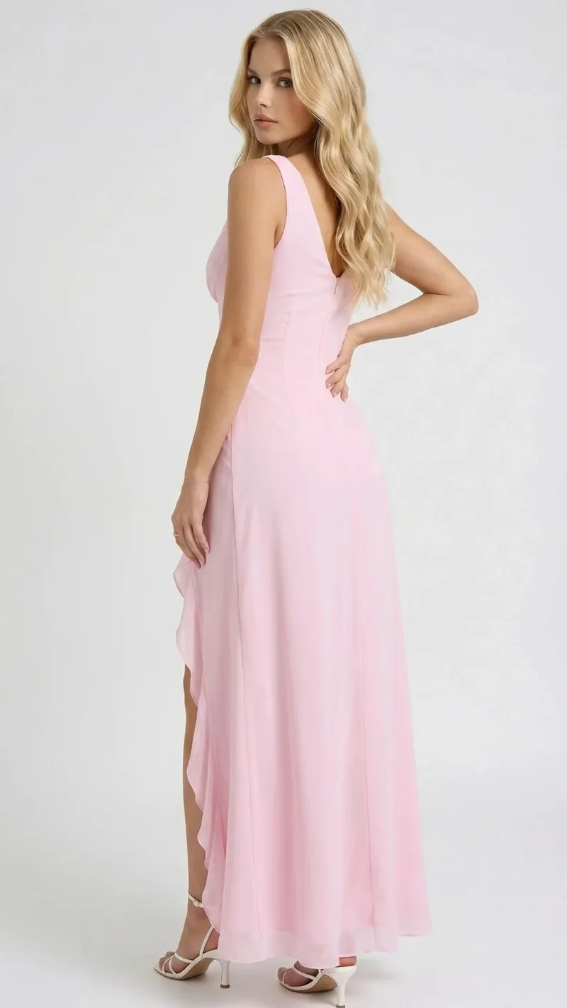 Emily Ruffle Maxi Dress - Pink
