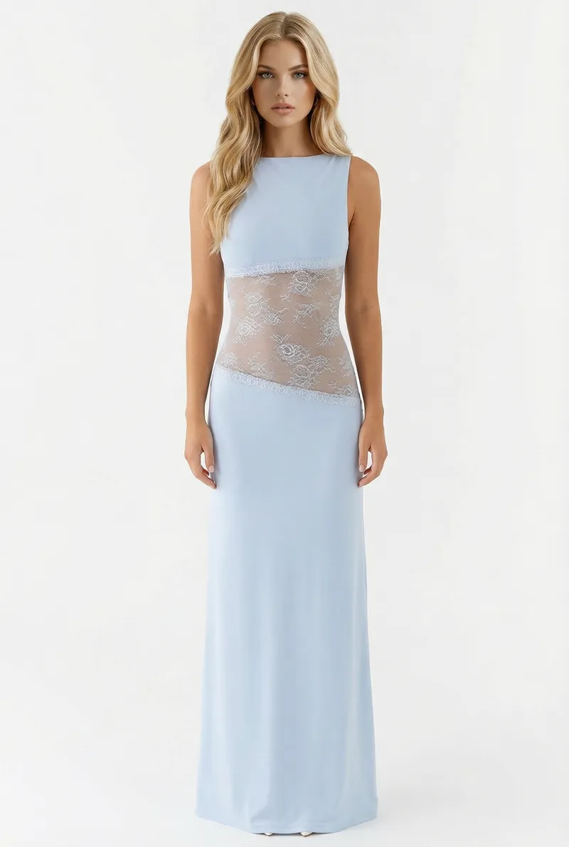 Lucy Lace Maxi Dress - Blue