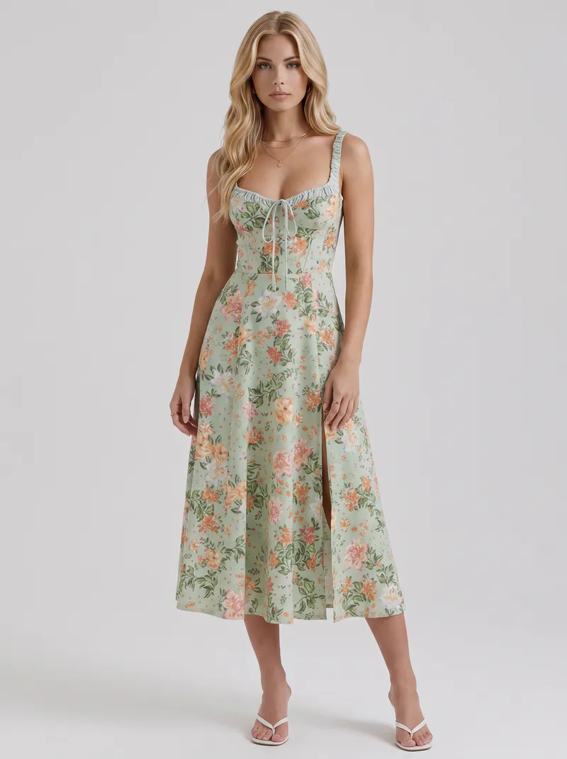 Cosette Floral Midi Dress - Green