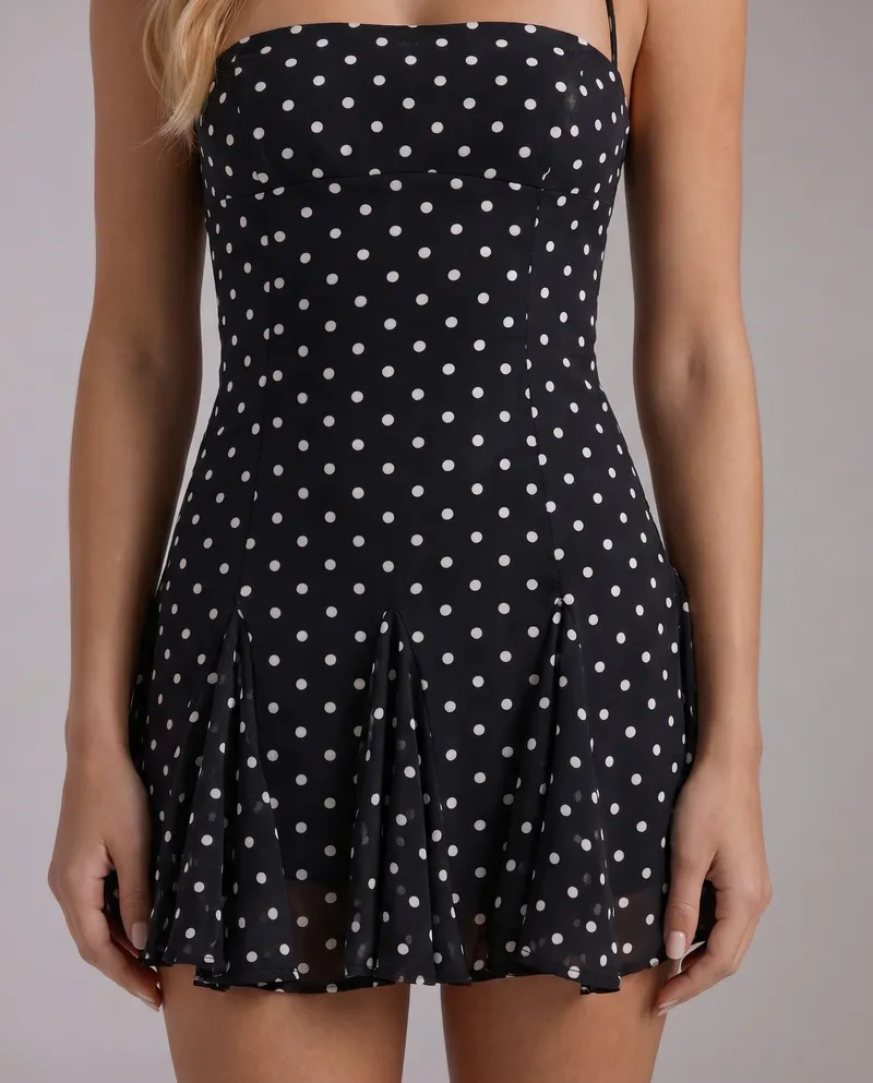Coco Polka Dot Mini Dress - Black & White