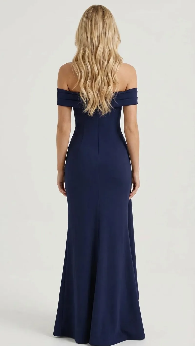 Valentina Ruched Maxi Dress - Navy