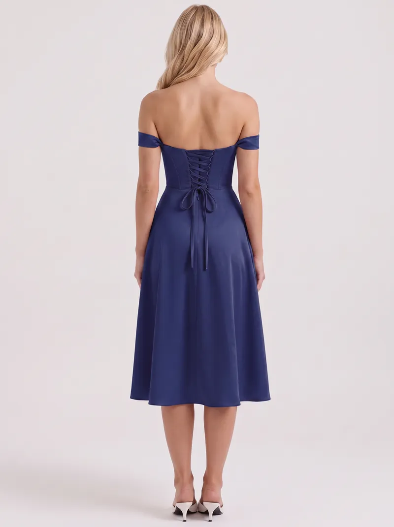 Astra Corset Midi Dress - Blue