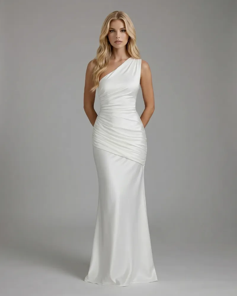 Noelle Draped Maxi Dress - White