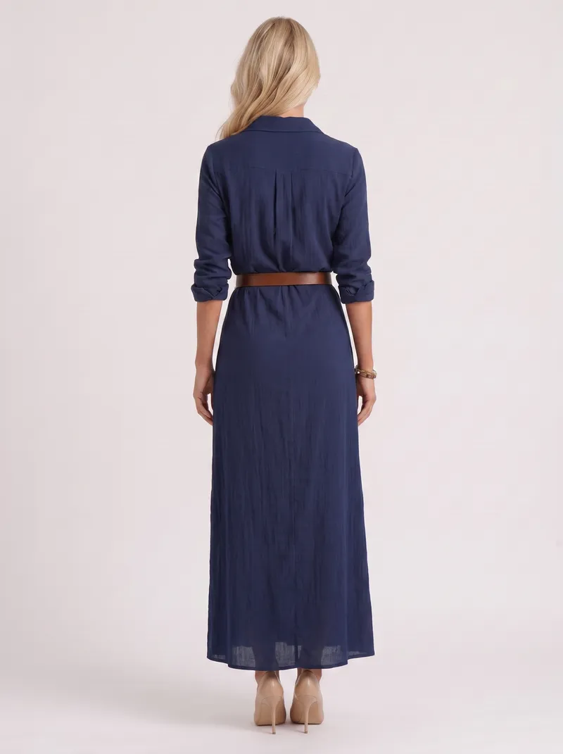 Hadley Collared Maxi Dress - Navy