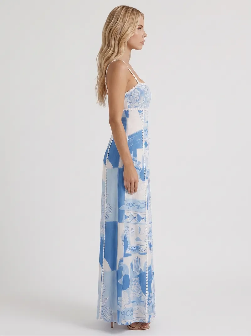 Bonnie Bow Maxi Dress - Blue