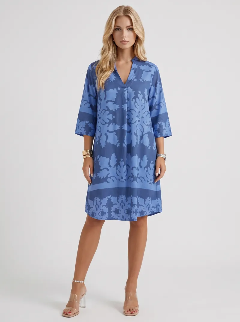 Marije Floral Midi Dress - Blue