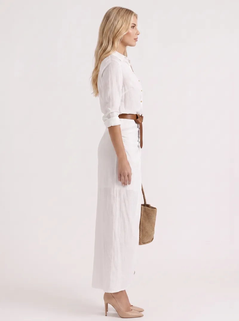 Hadley Collared Maxi Dress - White