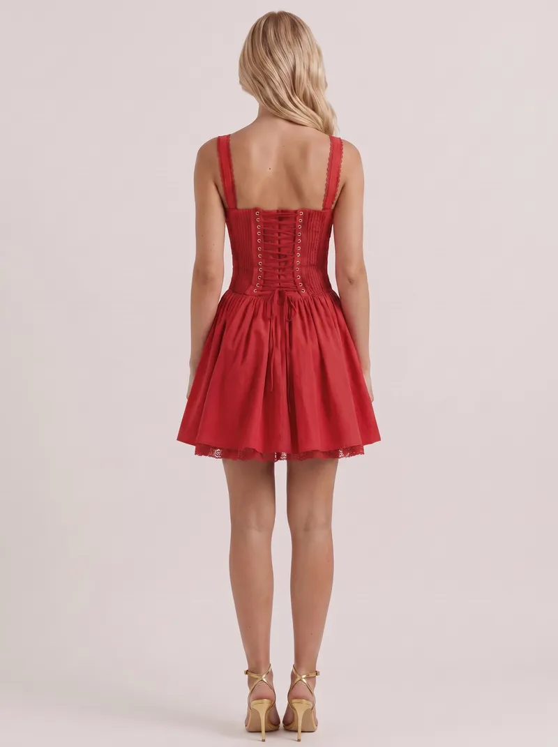 Ophelia Corset Mini Dress - Red