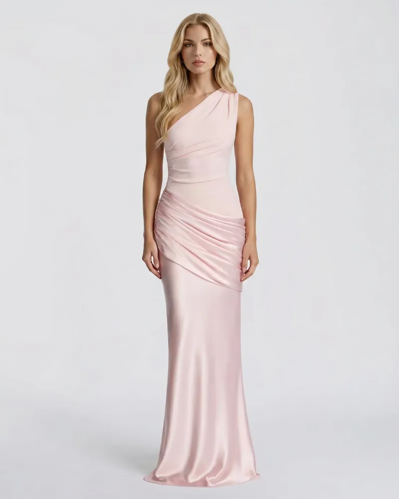 Noelle Draped Maxi Dress - Pink