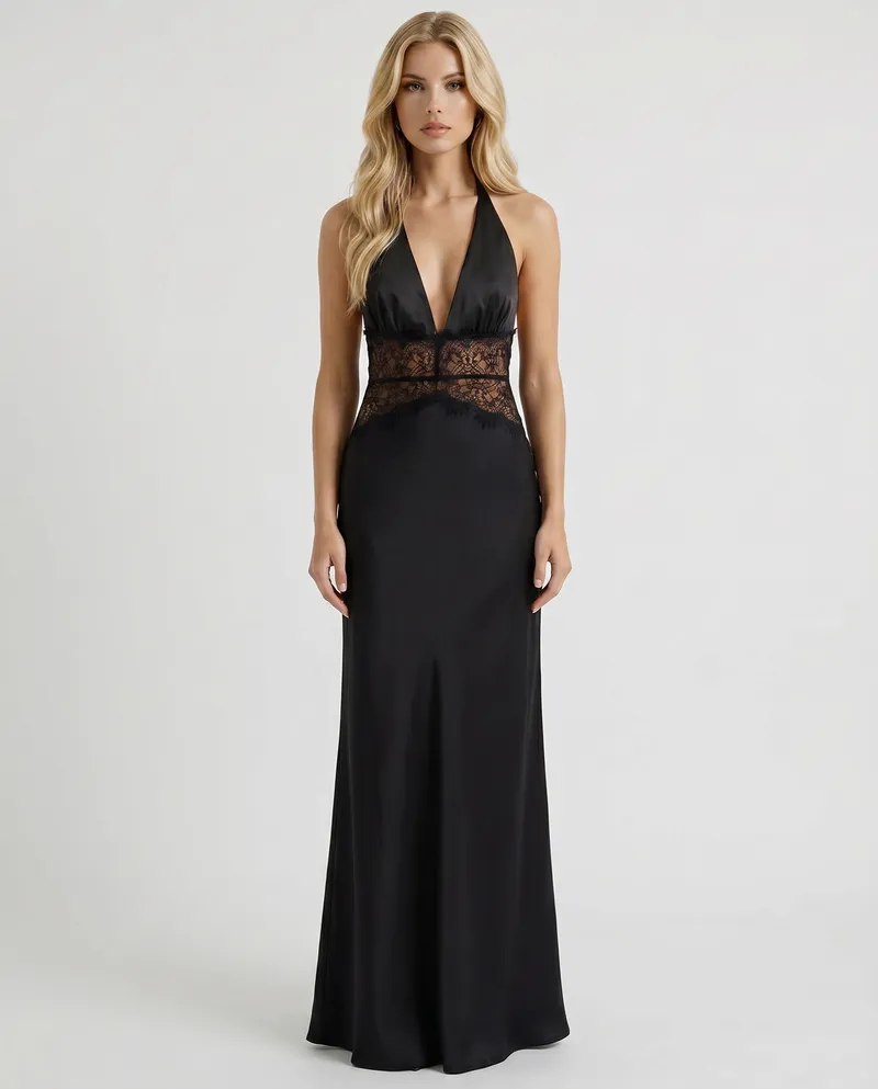 Dina Lace Maxi Dress - Black