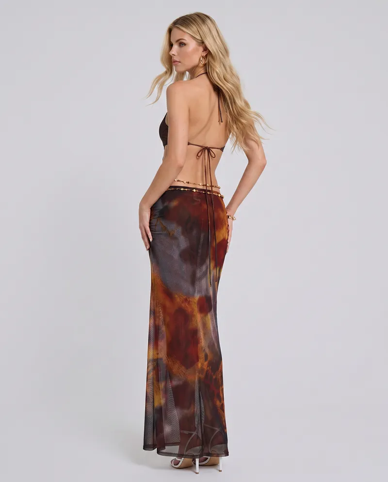 Diva Halter Cutout Maxi Dress - Brown