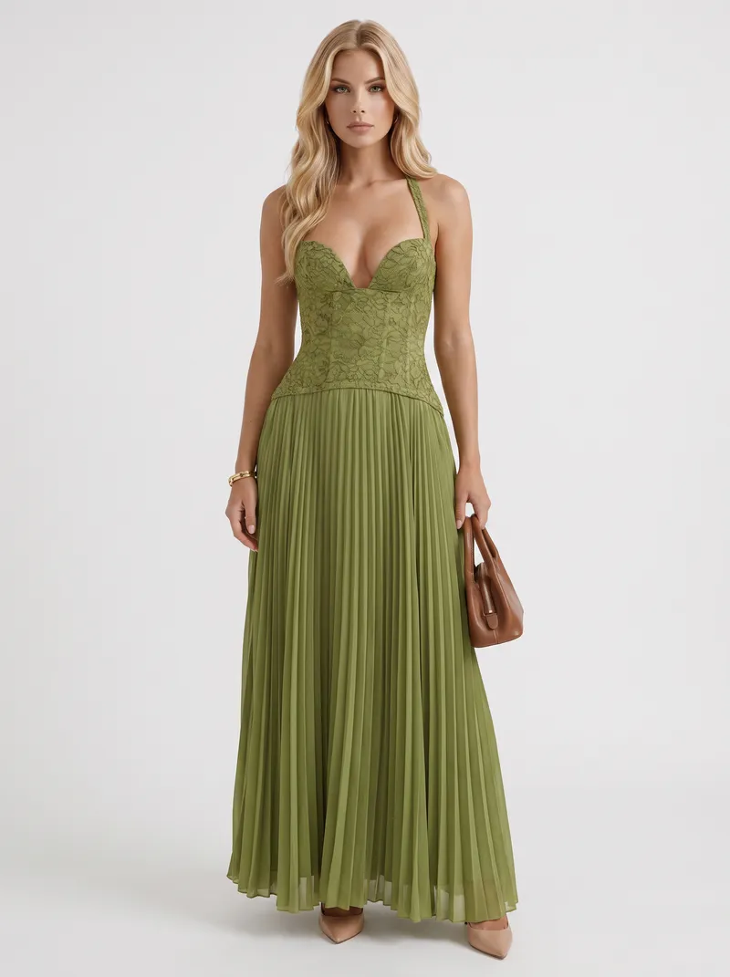 Anneliese Lace Maxi Dress - Green